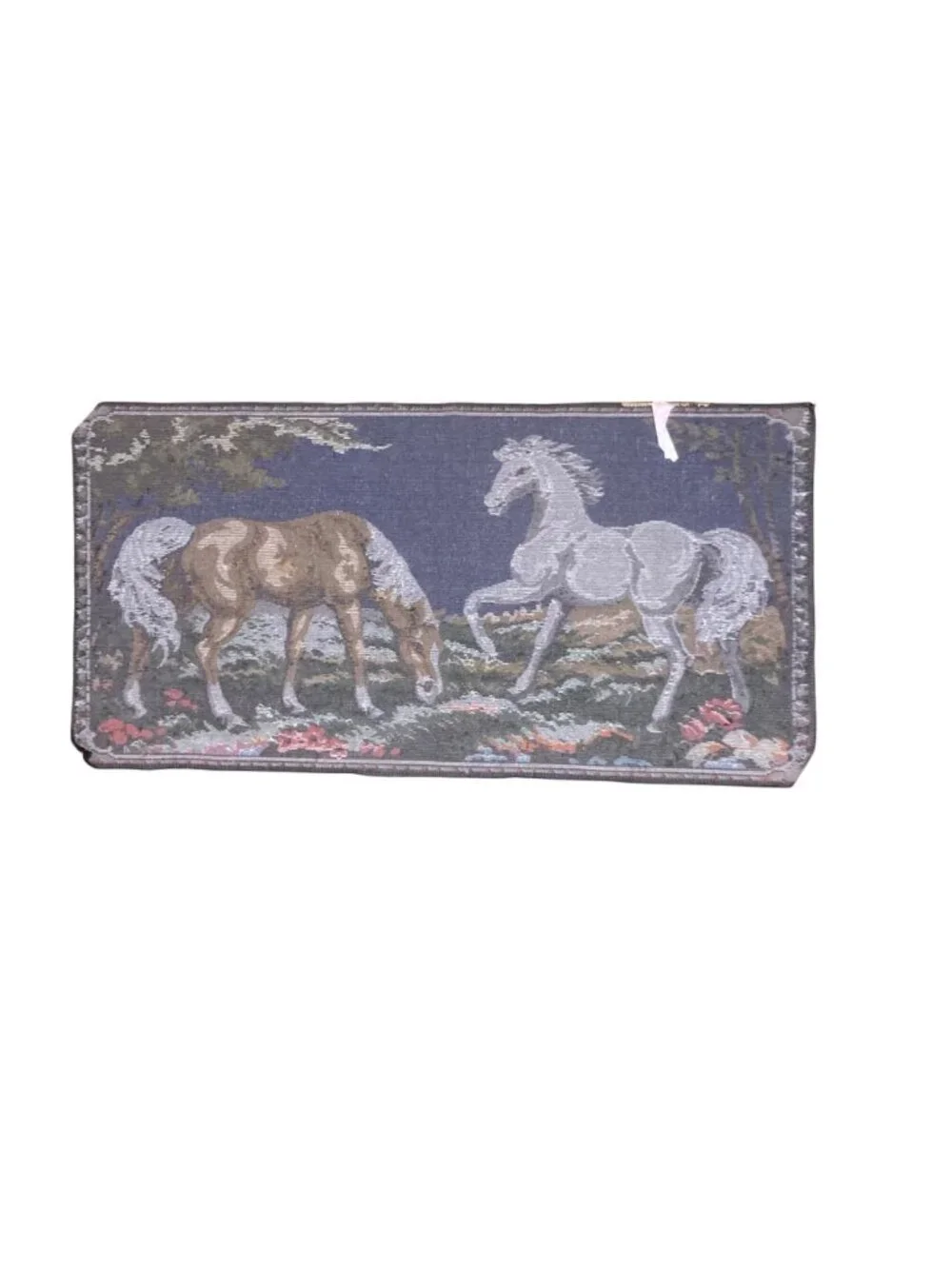 Vintage Italian Made Velvet Horse Tapestry Rug Or Wall Decor 38